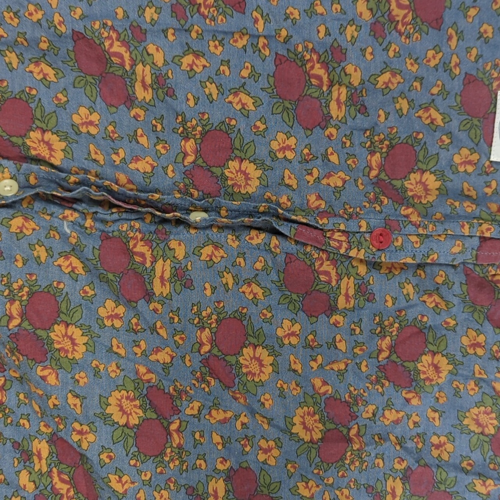 Floral Casual Button Down Shirt - Blue and Red - Picture 6 of 6